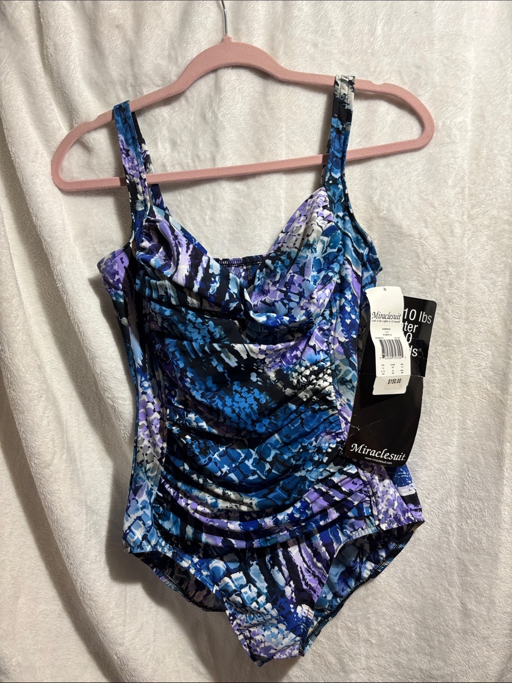 Miraclesuit Girls' Blue, Purple & Black Print One-Piece Swimsuit
